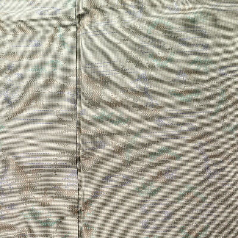 紬 正絹 木の葉・植物柄 袷仕立て 身丈161.5cm 裄丈64.5cm 着物 グレー_画像6