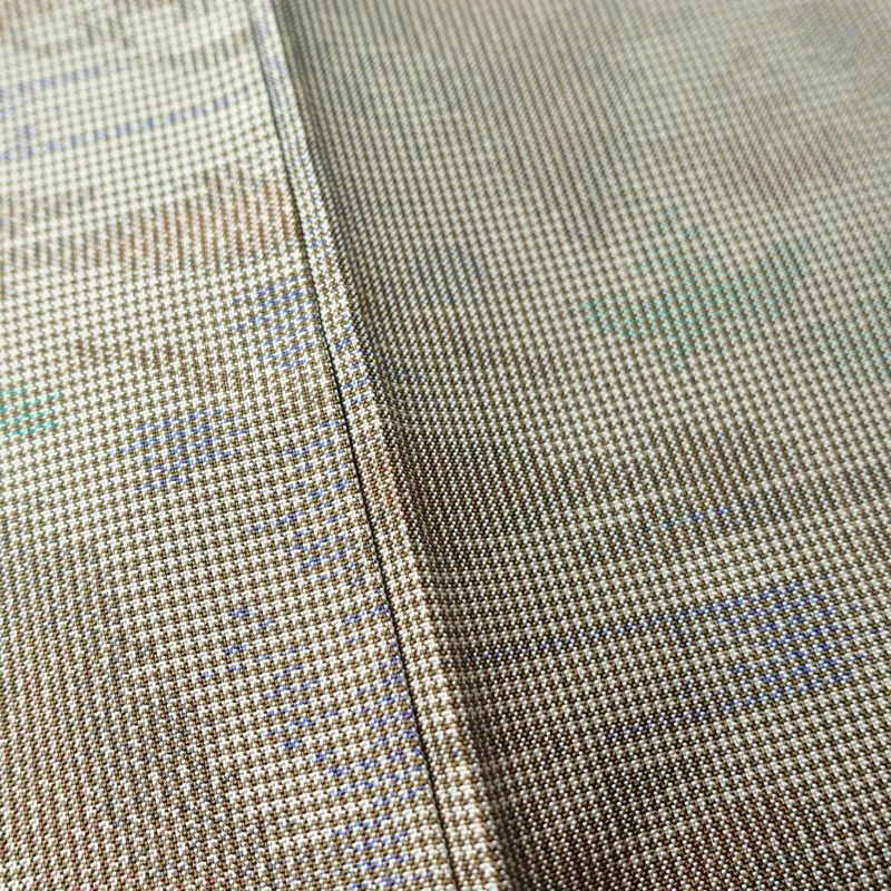 紬 正絹 木の葉・植物柄 袷仕立て 身丈161.5cm 裄丈64.5cm 着物 グレー_画像10