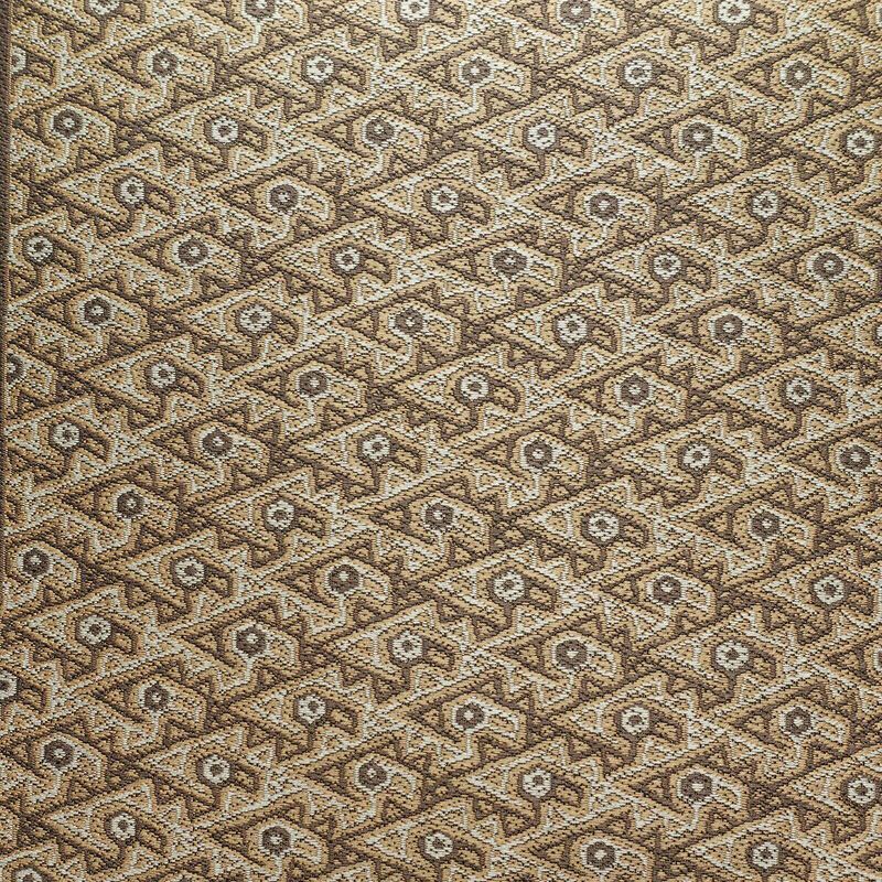 袋帯 六通柄 美品 一般用 正絹 幾何学柄・抽象柄 帯 茶_画像2