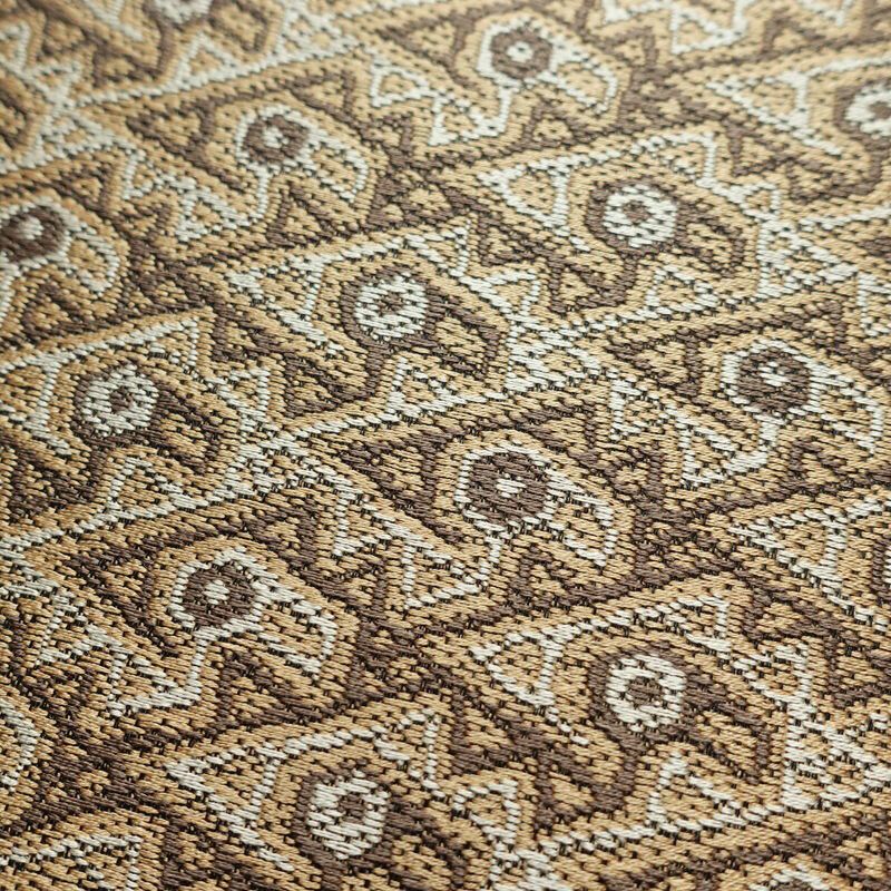 袋帯 六通柄 美品 一般用 正絹 幾何学柄・抽象柄 帯 茶_画像3