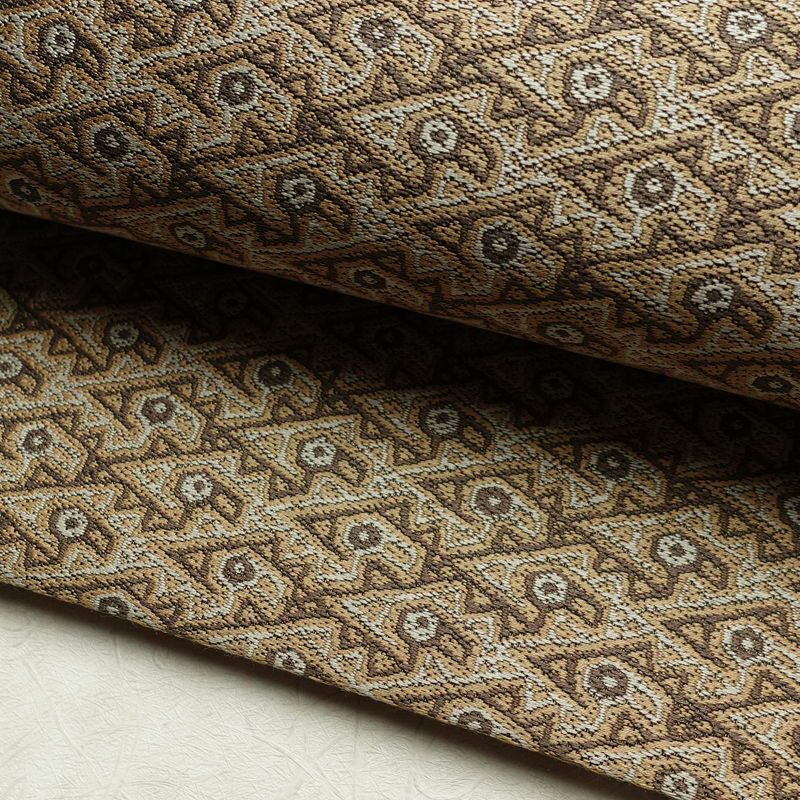 袋帯 六通柄 美品 一般用 正絹 幾何学柄・抽象柄 帯 茶_画像7