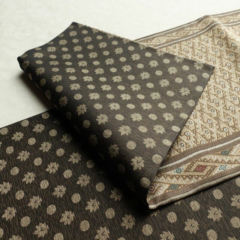 袋帯 六通柄 美品 一般用 正絹 幾何学柄・抽象柄 帯 茶_画像9