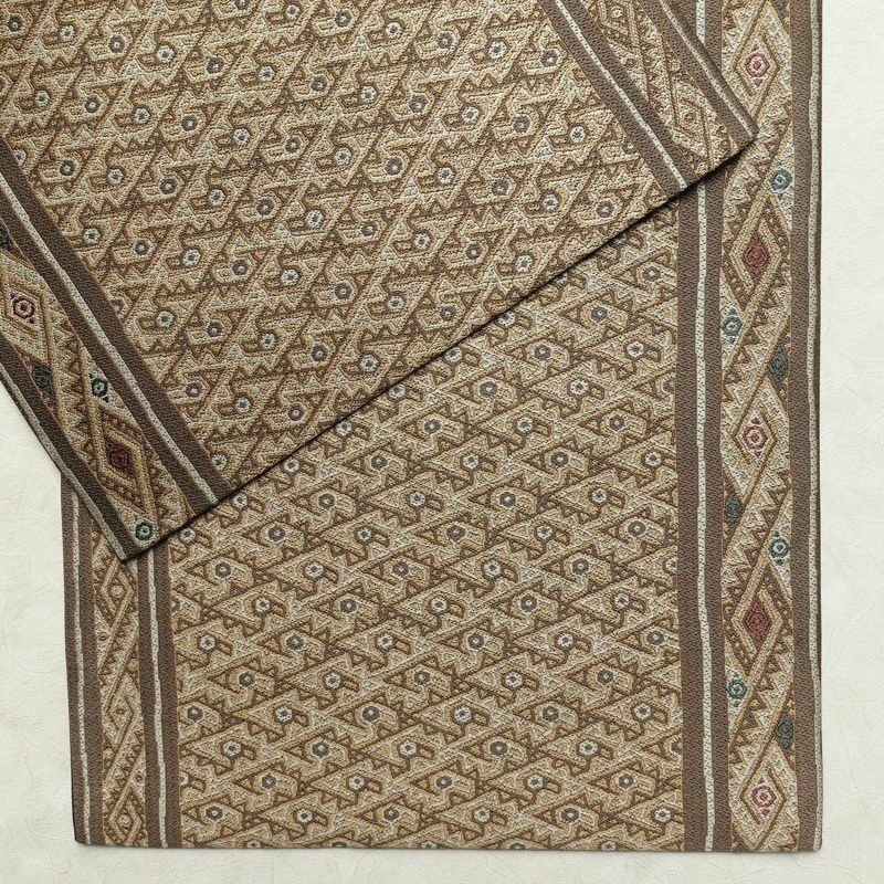 袋帯 六通柄 美品 一般用 正絹 幾何学柄・抽象柄 帯 茶_画像13