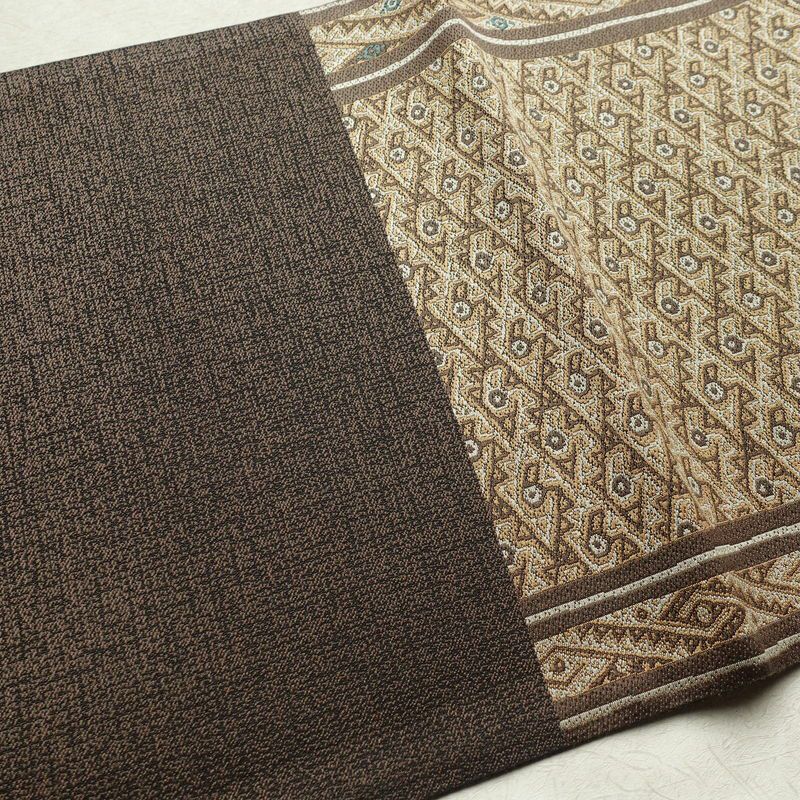 袋帯 六通柄 美品 一般用 正絹 幾何学柄・抽象柄 帯 茶_画像16