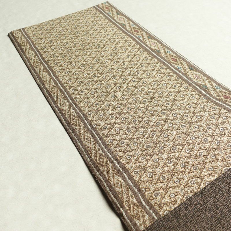 袋帯 六通柄 美品 一般用 正絹 幾何学柄・抽象柄 帯 茶_画像18