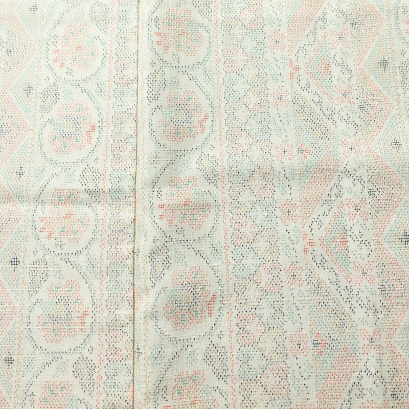 紬 正絹 幾何学柄・抽象柄 袷仕立て 身丈158cm 裄丈65.5cm 着物 白_画像6