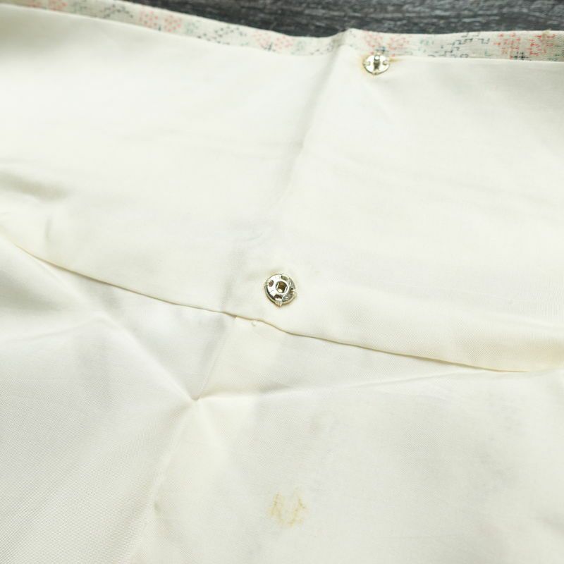 紬 正絹 幾何学柄・抽象柄 袷仕立て 身丈158cm 裄丈65.5cm 着物 白_画像16