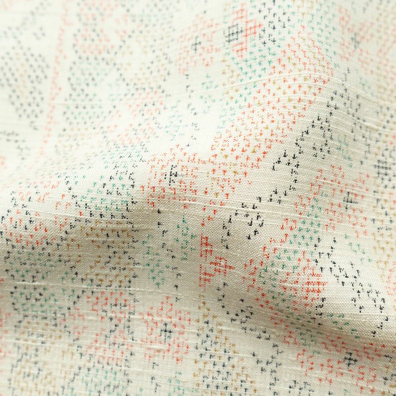 紬 正絹 幾何学柄・抽象柄 袷仕立て 身丈158cm 裄丈65.5cm 着物 白_画像21