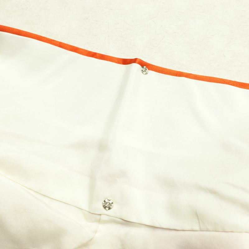 振袖 金駒刺繍 綸子 正絹 花柄 袷仕立て 身丈164cm 裄丈67cm 箔 金彩 フォーマル 着物 橙_画像16