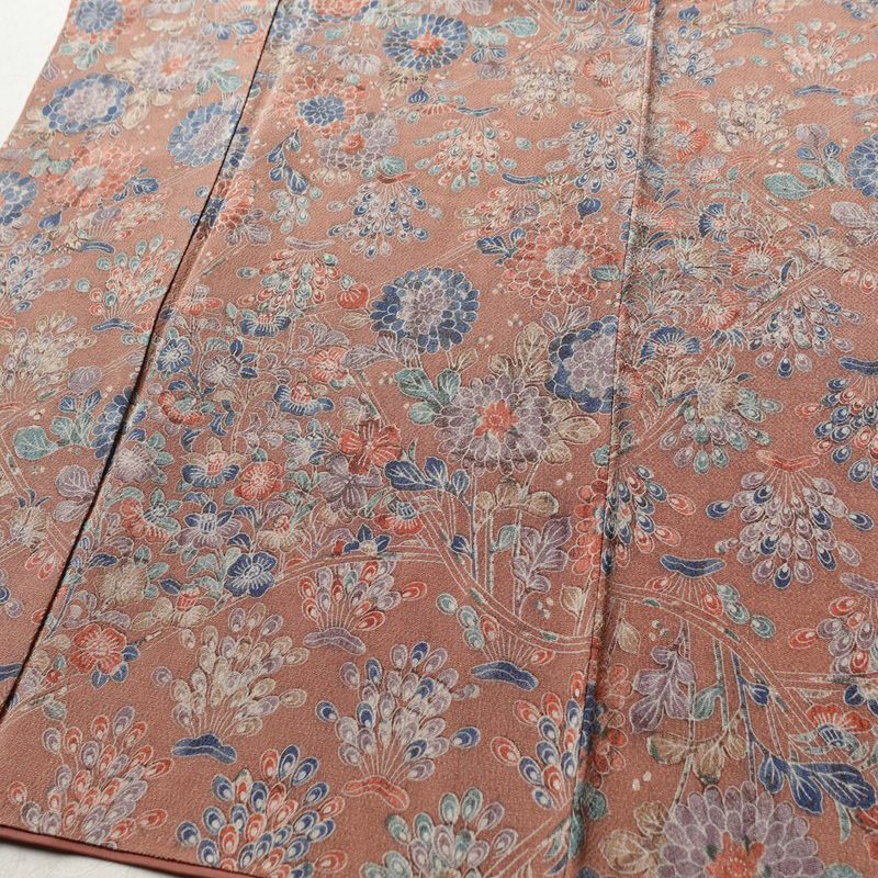 小紋 落款入り 縮緬 総柄 正絹 袷仕立て 身丈159.5cm 裄丈63.5cm 着物 くすみピンク ピンク_画像4