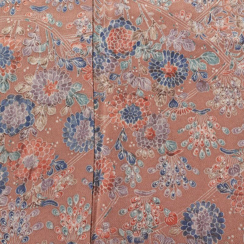 小紋 落款入り 縮緬 総柄 正絹 袷仕立て 身丈159.5cm 裄丈63.5cm 着物 くすみピンク ピンク_画像6