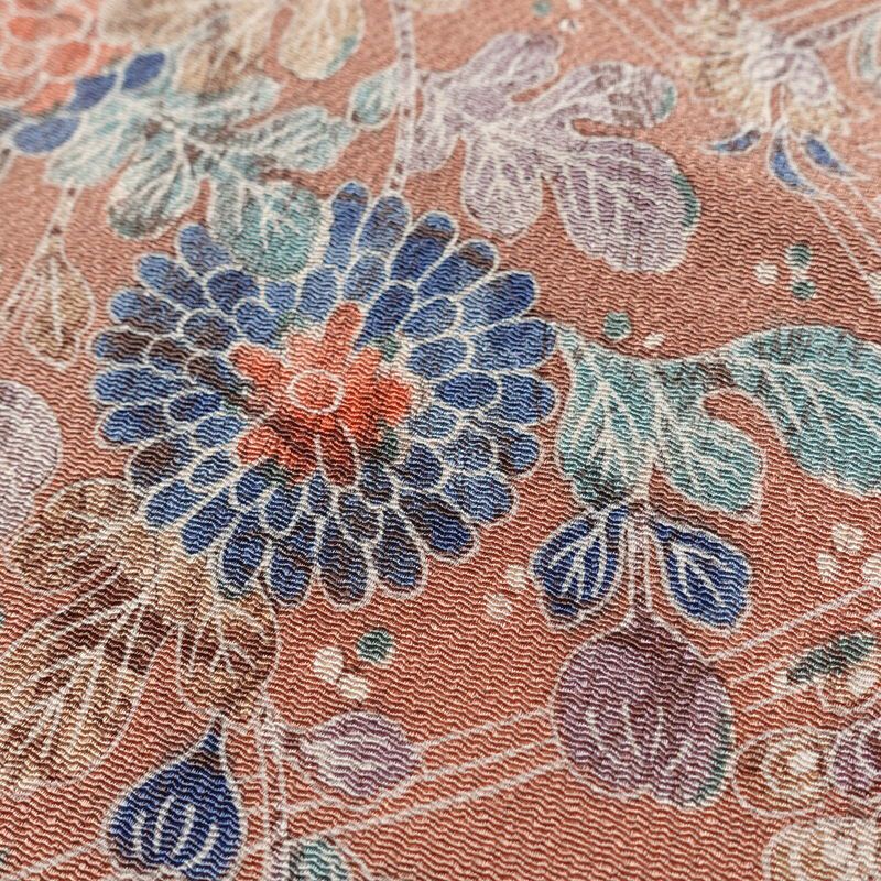 小紋 落款入り 縮緬 総柄 正絹 袷仕立て 身丈159.5cm 裄丈63.5cm 着物 くすみピンク ピンク_画像7