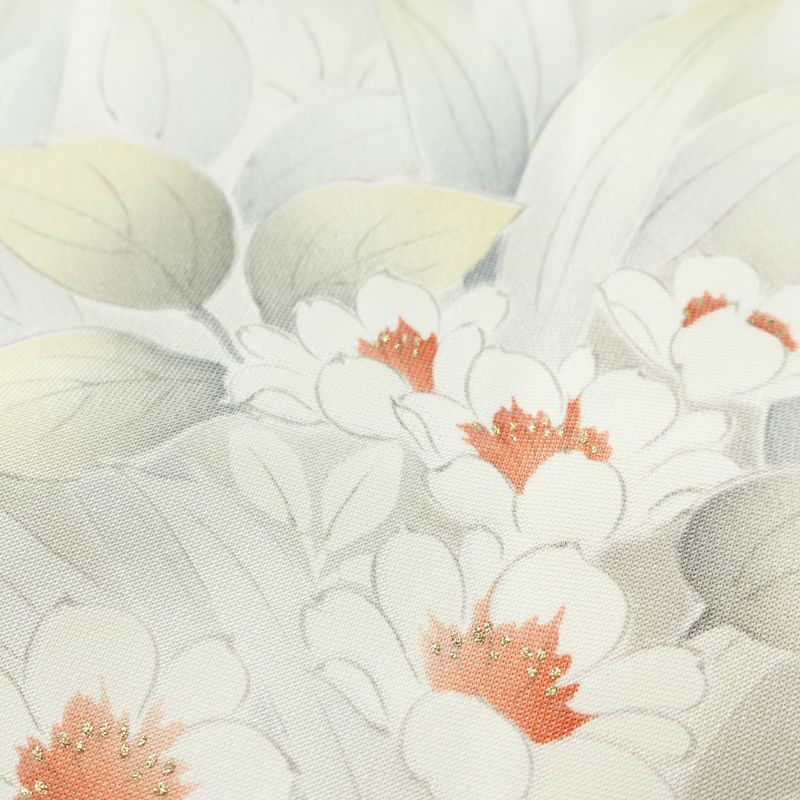 小紋 正絹 花柄 袷仕立て 身丈154.5cm 裄丈64.5cm 箔 着物 グレー_画像7