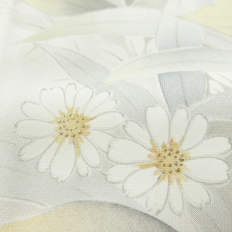 小紋 正絹 花柄 袷仕立て 身丈154.5cm 裄丈64.5cm 箔 着物 グレー_画像8