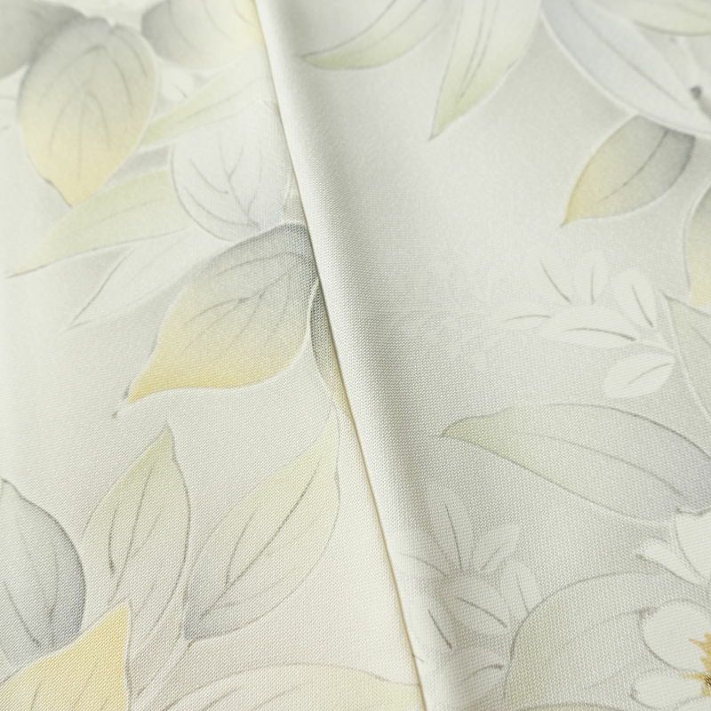 小紋 正絹 花柄 袷仕立て 身丈154.5cm 裄丈64.5cm 箔 着物 グレー_画像11