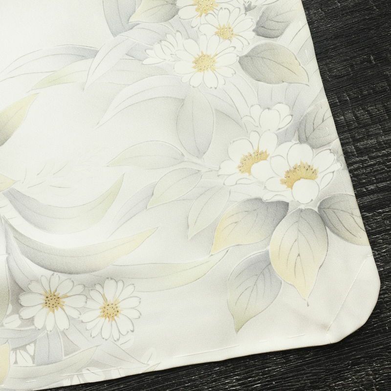 小紋 正絹 花柄 袷仕立て 身丈154.5cm 裄丈64.5cm 箔 着物 グレー_画像17