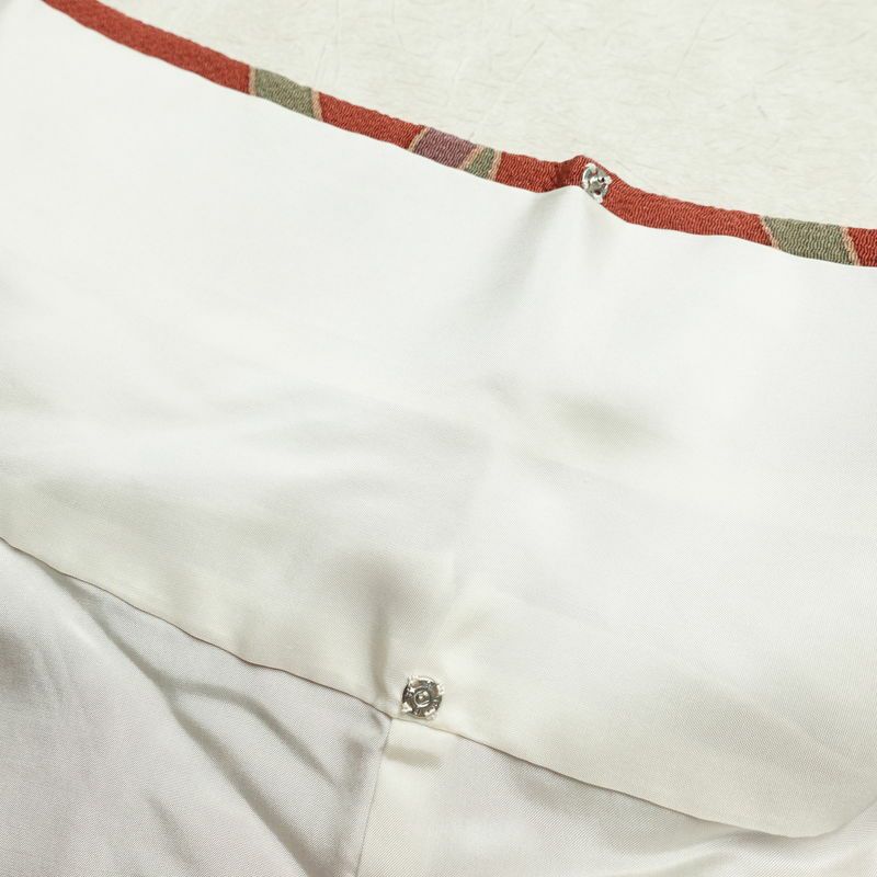 小紋 良品 縮緬 正絹 幾何学柄・抽象柄 袷仕立て 身丈162.5cm 裄丈68cm 一部しつけ糸付き 着物 ピンク_画像19