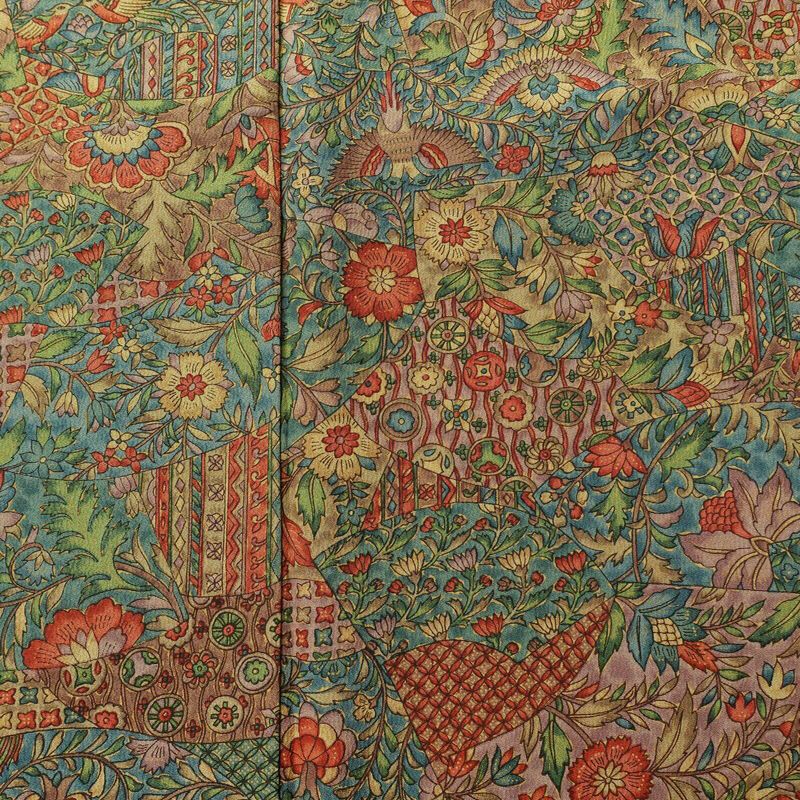 小紋 良品 縮緬 総柄 正絹 幾何学柄・抽象柄 袷仕立て 身丈153cm 裄丈66cm 着物 多色使い_画像6