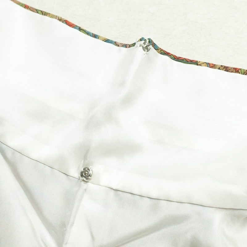 小紋 良品 縮緬 総柄 正絹 幾何学柄・抽象柄 袷仕立て 身丈153cm 裄丈66cm 着物 多色使い_画像19