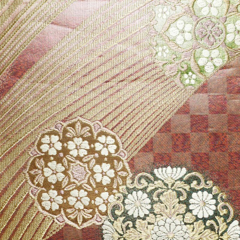 袋帯 六通柄 良品 フォーマル用 正絹 箔 金糸 帯 ピンク_画像2