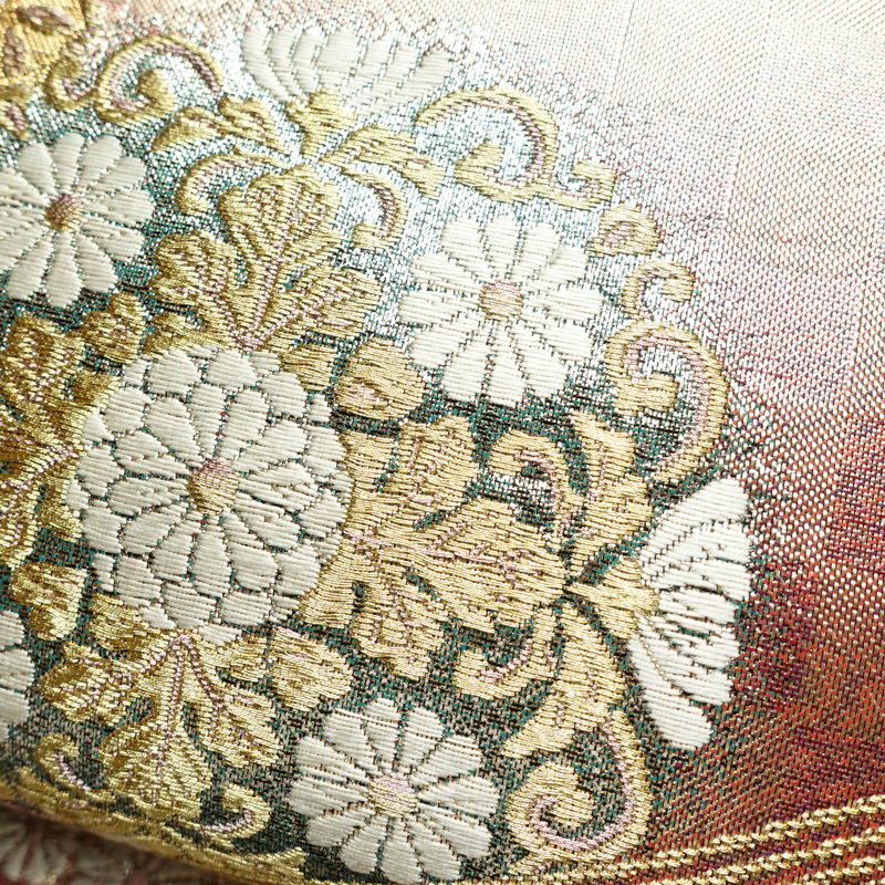 袋帯 六通柄 良品 フォーマル用 正絹 箔 金糸 帯 ピンク_画像3