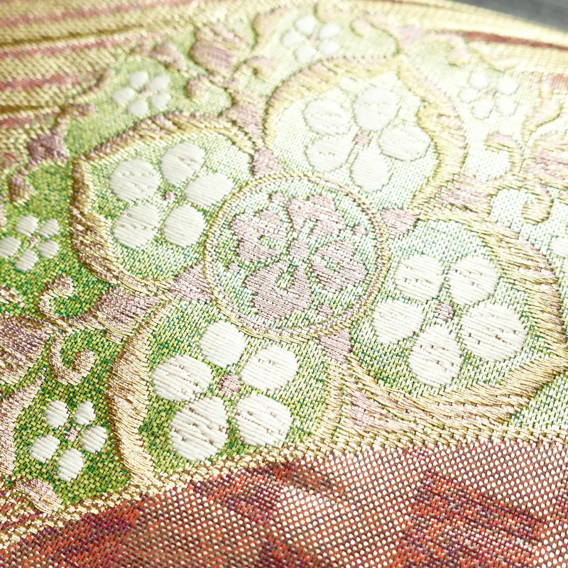 袋帯 六通柄 良品 フォーマル用 正絹 箔 金糸 帯 ピンク_画像6