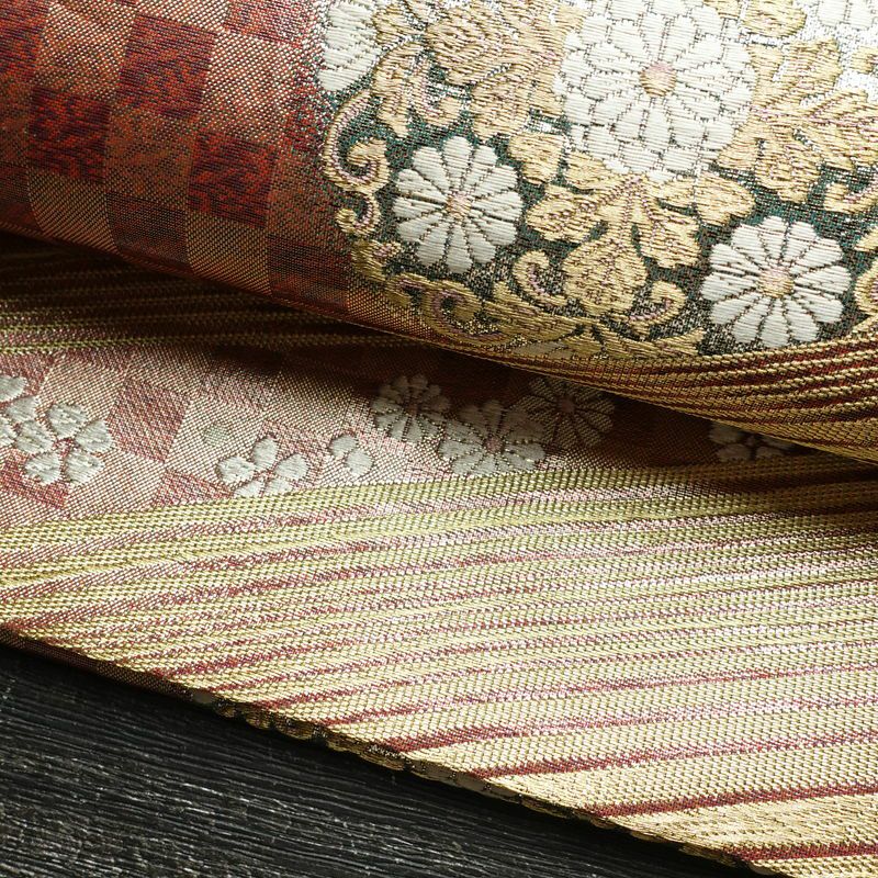袋帯 六通柄 良品 フォーマル用 正絹 箔 金糸 帯 ピンク_画像7