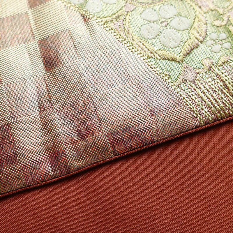 袋帯 六通柄 良品 フォーマル用 正絹 箔 金糸 帯 ピンク_画像12