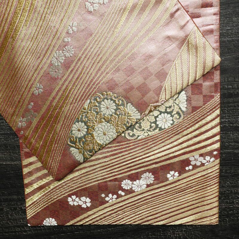 袋帯 六通柄 良品 フォーマル用 正絹 箔 金糸 帯 ピンク_画像13
