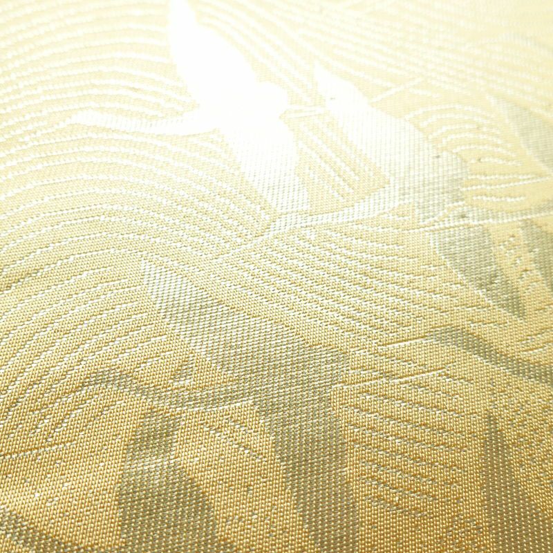 袋帯 六通柄 フォーマル用 正絹 人物・動物柄 箔 帯 黄・黄土色_画像4