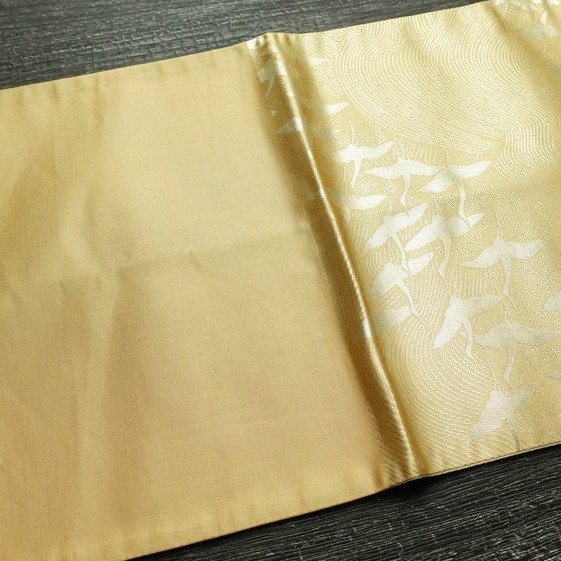 袋帯 六通柄 フォーマル用 正絹 人物・動物柄 箔 帯 黄・黄土色_画像18