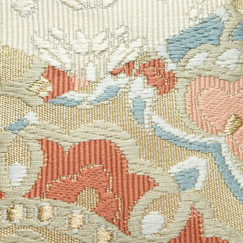 名古屋帯 太鼓柄 良品 正絹 幾何学柄・抽象柄 松葉仕立て 金糸 帯 金・銀_画像4