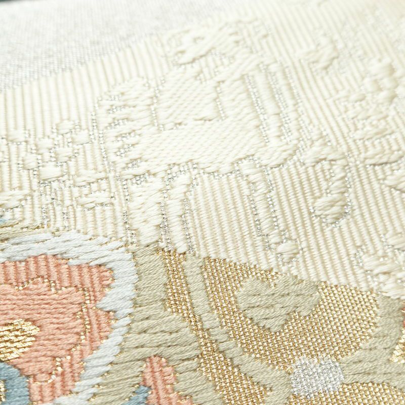 名古屋帯 太鼓柄 良品 正絹 幾何学柄・抽象柄 松葉仕立て 金糸 帯 金・銀_画像5