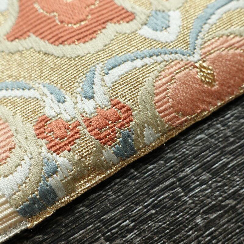 名古屋帯 太鼓柄 良品 正絹 幾何学柄・抽象柄 松葉仕立て 金糸 帯 金・銀_画像13