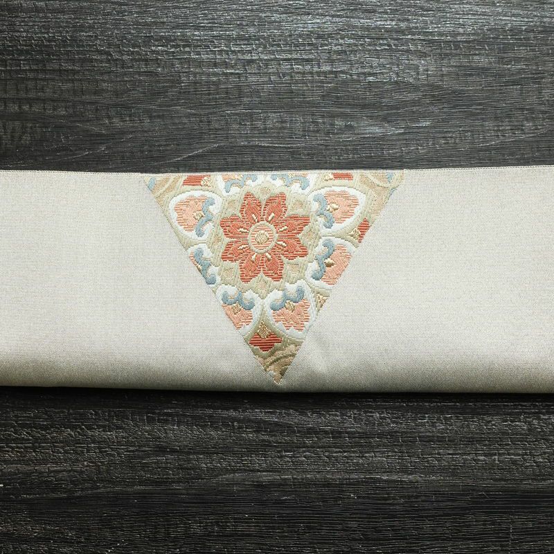 名古屋帯 太鼓柄 良品 正絹 幾何学柄・抽象柄 松葉仕立て 金糸 帯 金・銀_画像14