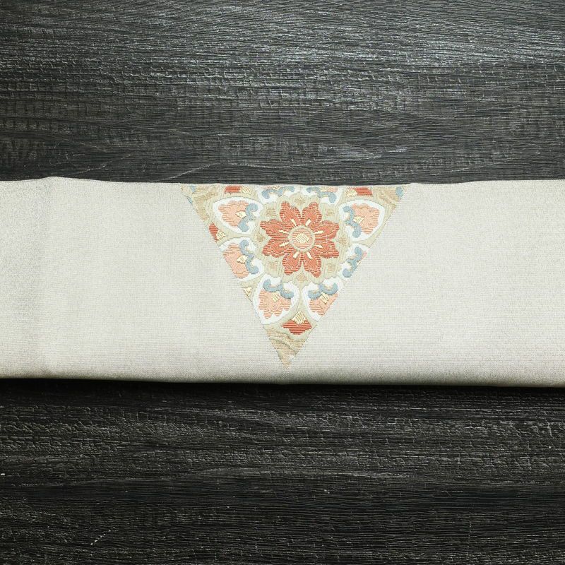 名古屋帯 太鼓柄 良品 正絹 幾何学柄・抽象柄 松葉仕立て 金糸 帯 金・銀_画像15