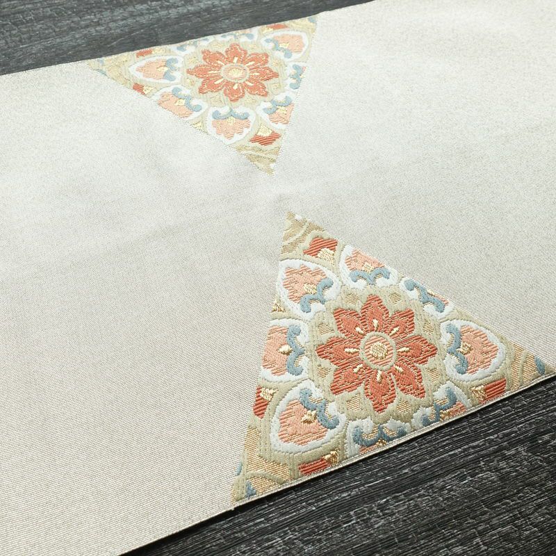 名古屋帯 太鼓柄 良品 正絹 幾何学柄・抽象柄 松葉仕立て 金糸 帯 金・銀_画像16