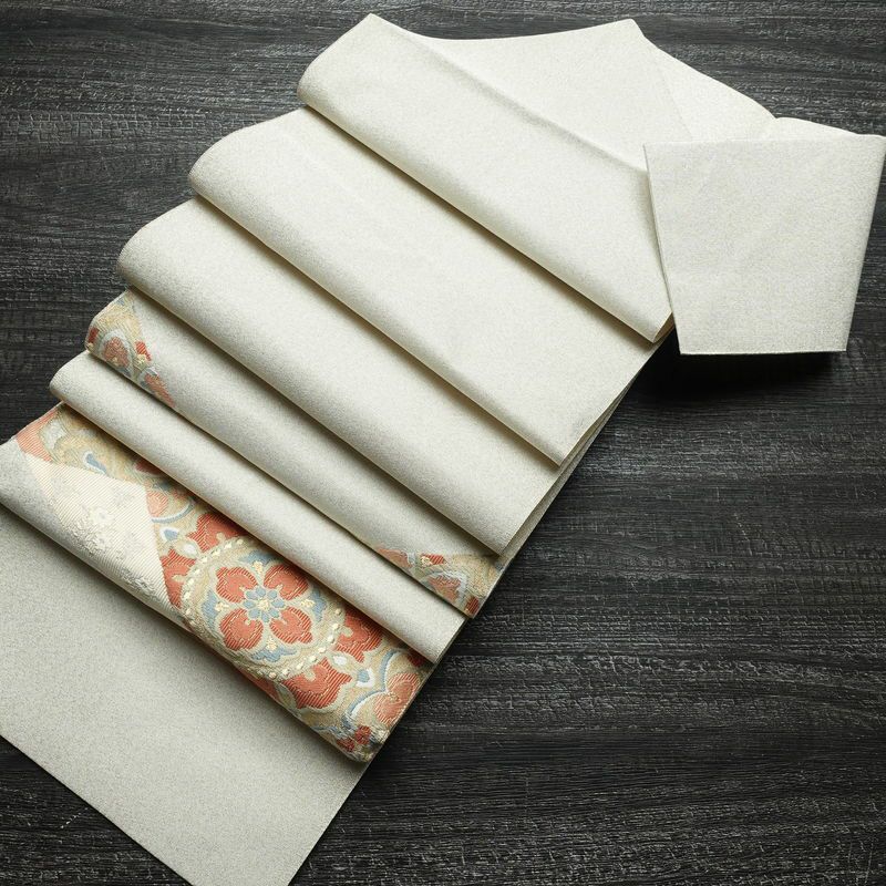 名古屋帯 太鼓柄 良品 正絹 幾何学柄・抽象柄 松葉仕立て 金糸 帯 金・銀_画像19