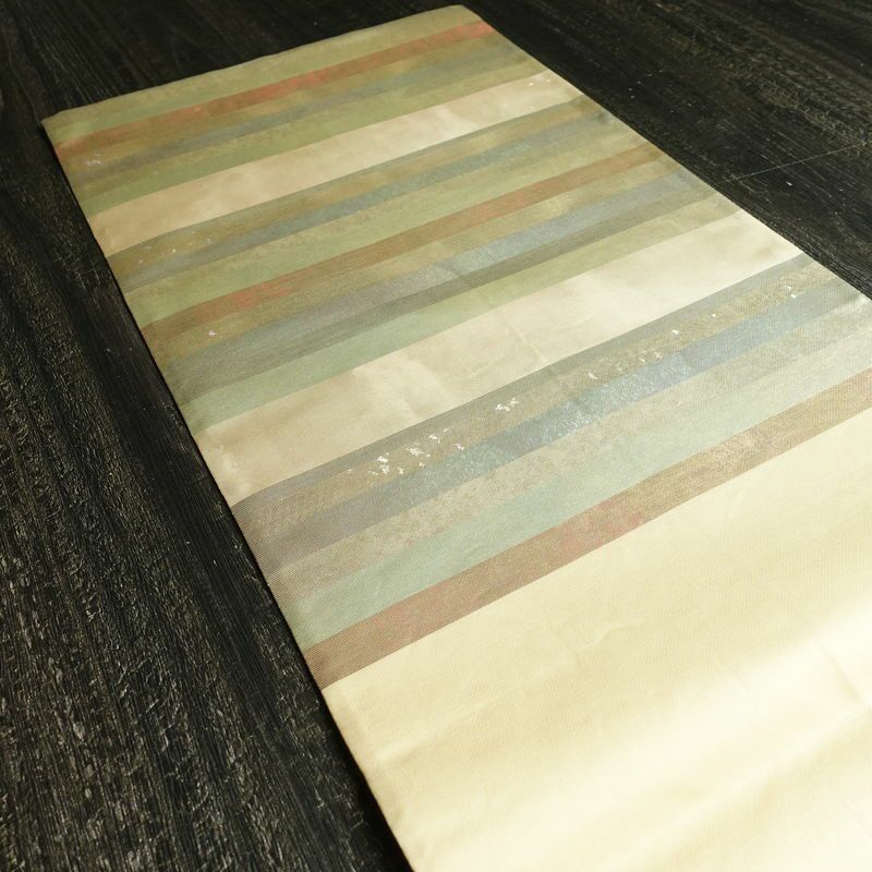 袋帯 六通柄 フォーマル用 正絹 縞柄・線柄 箔 帯 多色使い_画像17