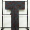 紬 正絹 幾何学柄・抽象柄 袷仕立て 身丈161.5cm 裄丈65.5cm 着物 青・紺_画像2