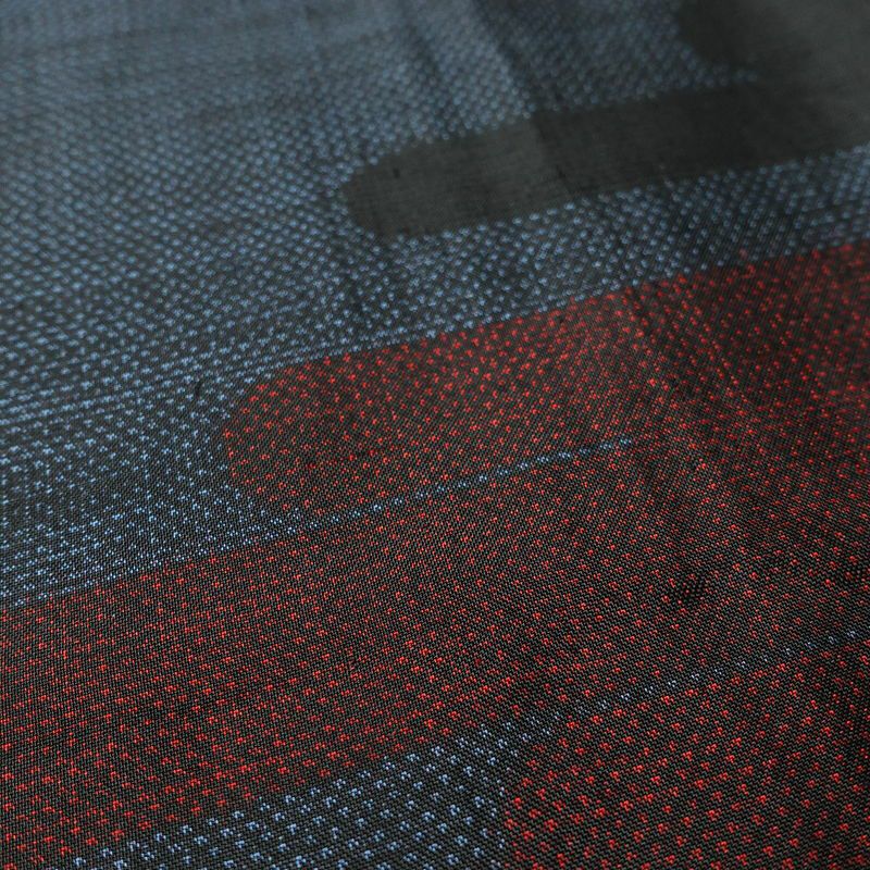 紬 正絹 幾何学柄・抽象柄 袷仕立て 身丈161.5cm 裄丈65.5cm 着物 青・紺_画像9