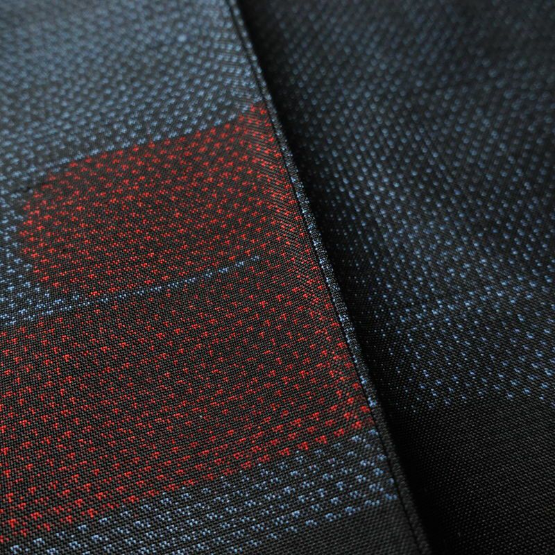 紬 正絹 幾何学柄・抽象柄 袷仕立て 身丈161.5cm 裄丈65.5cm 着物 青・紺_画像11