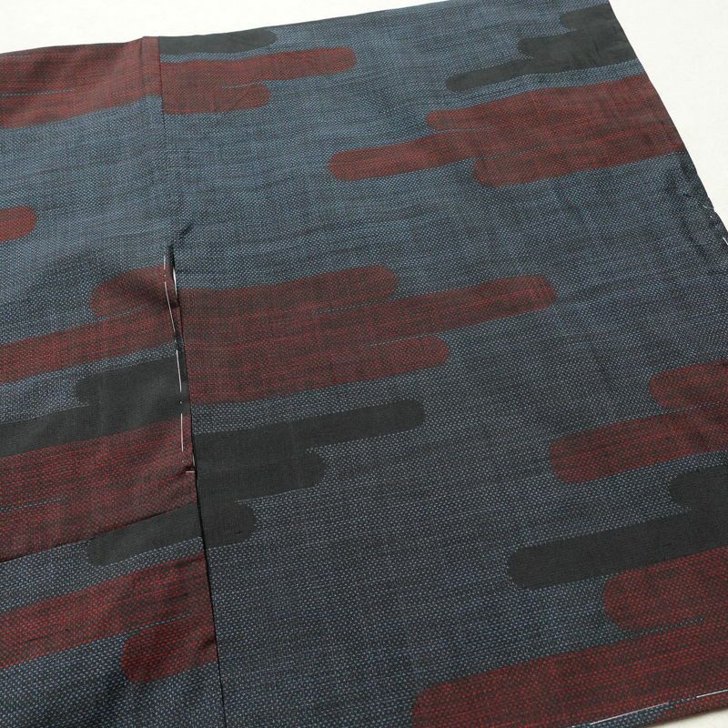 紬 正絹 幾何学柄・抽象柄 袷仕立て 身丈161.5cm 裄丈65.5cm 着物 青・紺_画像14