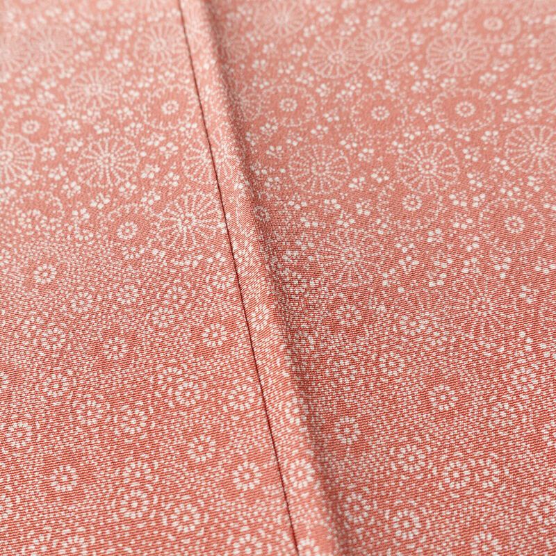 小紋 木下正夫 落款入り 縮緬 一つ紋付き 江戸小紋 付下小紋 正絹 花柄 袷仕立て 身丈152.5cm 裄丈65cm 着物 ピンク_画像9