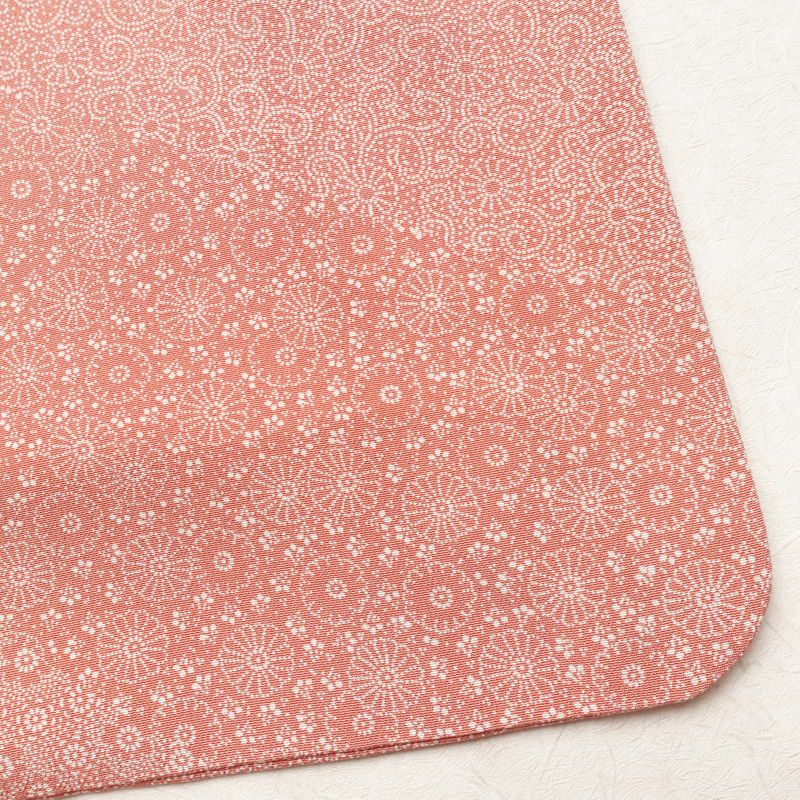 小紋 木下正夫 落款入り 縮緬 一つ紋付き 江戸小紋 付下小紋 正絹 花柄 袷仕立て 身丈152.5cm 裄丈65cm 着物 ピンク_画像17