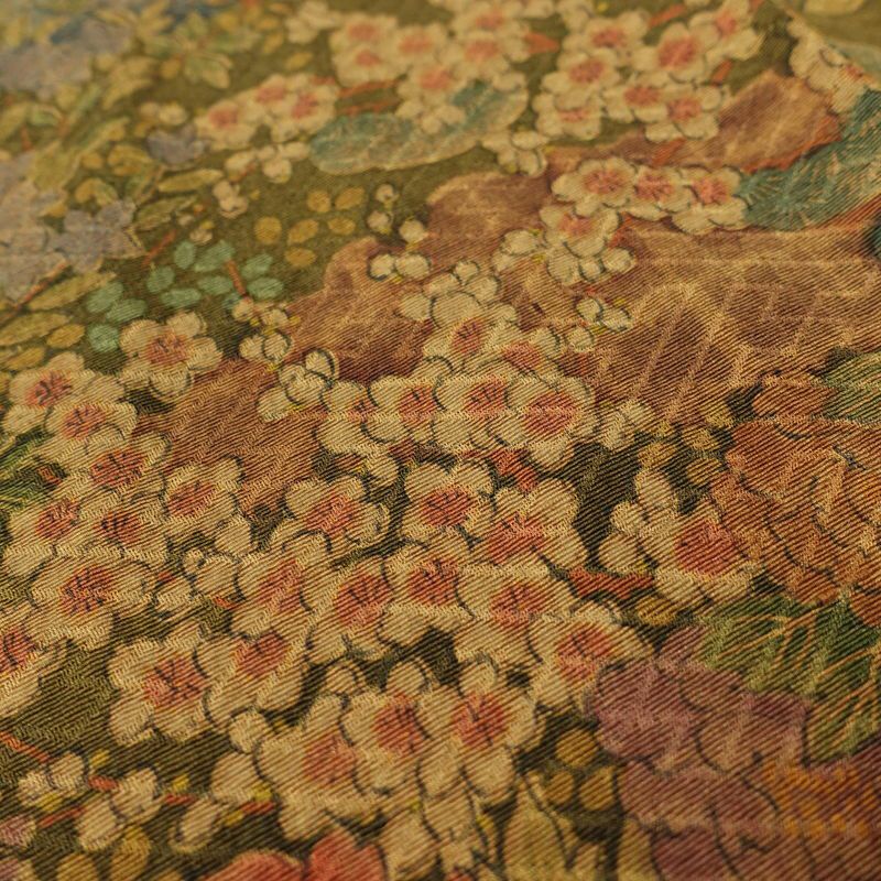 小紋 美品 しつけ糸付き 総柄 正絹 花柄 袷仕立て 身丈170cm 裄丈68cm 着物 多色使い_画像8