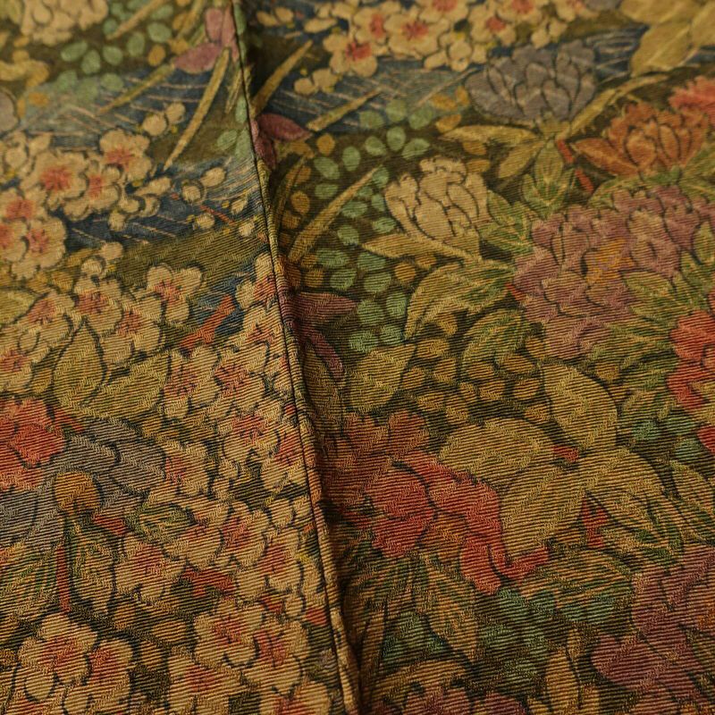 小紋 美品 しつけ糸付き 総柄 正絹 花柄 袷仕立て 身丈170cm 裄丈68cm 着物 多色使い_画像10