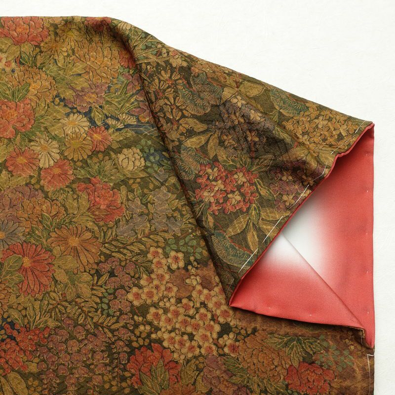 小紋 美品 しつけ糸付き 総柄 正絹 花柄 袷仕立て 身丈170cm 裄丈68cm 着物 多色使い_画像14