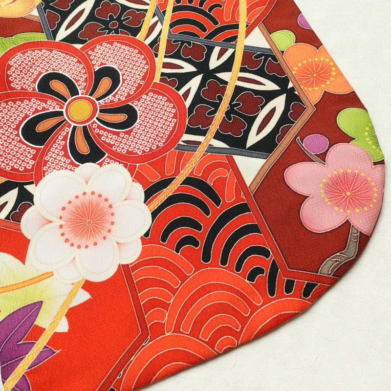 振袖 良品 ポリエステル 古典柄 袷仕立て 身丈169.5cm 裄丈68.5cm 箔 金彩 フォーマル 二十歳 着物 多色使い_画像14