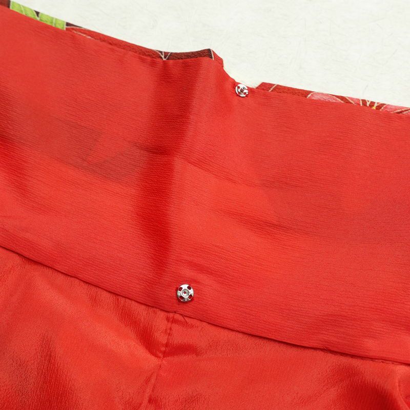 振袖 良品 ポリエステル 古典柄 袷仕立て 身丈169.5cm 裄丈68.5cm 箔 金彩 フォーマル 二十歳 着物 多色使い_画像17